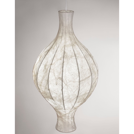 Lampadario a sospensione design in seta di gelso bianco sabbia