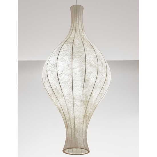 Lampadario a sospensione design seta di gelso naturale bianco sabbia