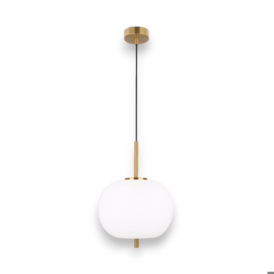 Lampada a sospensione oro vetro sfera bianca