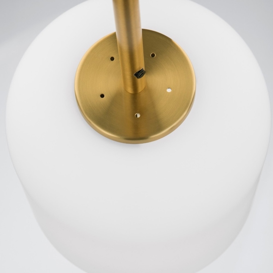 Lampada a sospensione dorata vetro bianco