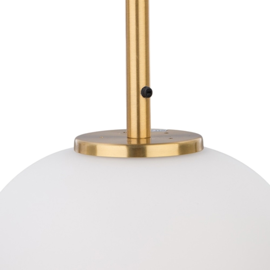 Lampada a sospensione oro sfera vetro bianco per camera da letto
