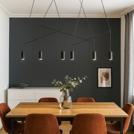 Lampadario moderno nero per tavolo da soggiorno