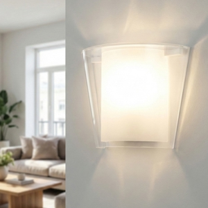 Applique moderna di vetro trasparente curvo fabas luce viki