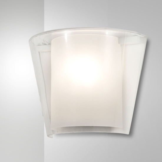 Applique moderna di vetro trasparente curvo fabas luce viki