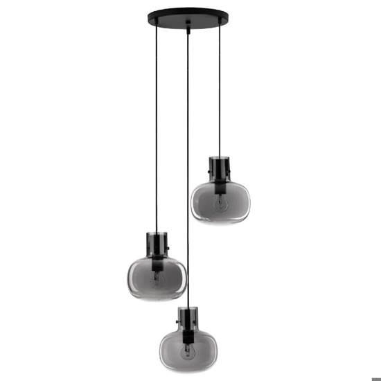 Lampadario per soggiorno moderno grappolo 3 luci vetro grigio