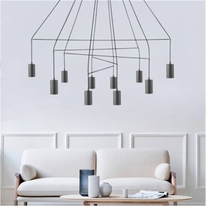 Lampadario moderno nero per salotto design particolare