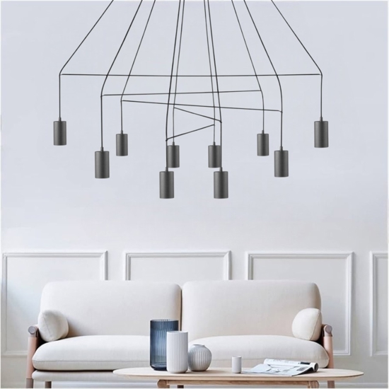 Lampadario moderno nero per salotto design particolare