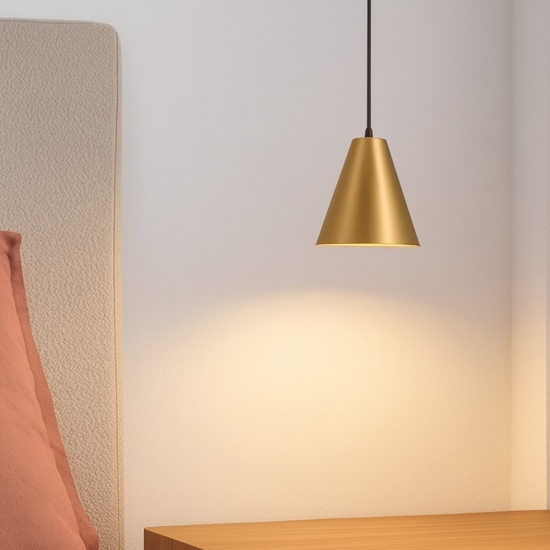 Lampada a sospensione per comodino colore oro led 3000k