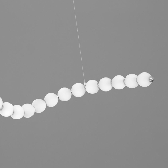 Lampadario design moderno cromo bocce vetro bianco opaco led 3000k dimmerabile