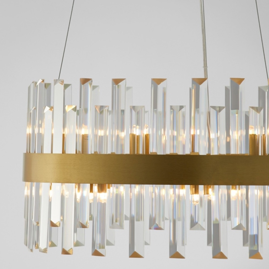 Lampadario di cristallo oro rotondo per soggiorno contemporaneo