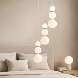 Lampadario oro perle a grappolo stanza da letto