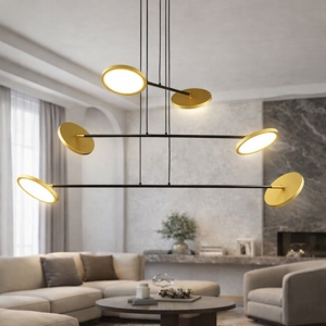 Lampadario per salotto moderno led 3000k orientabili nero e oro