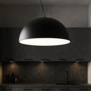 Lampadario cupola 70cm nero per cucina 