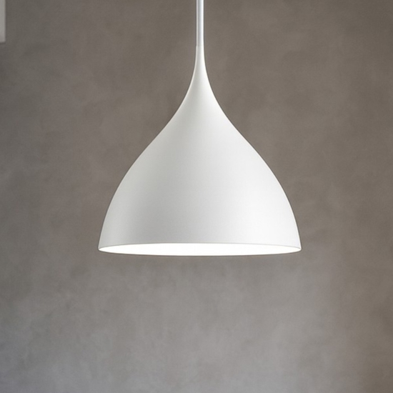 Lampadario topia per cucina moderna cupola metallo bianco