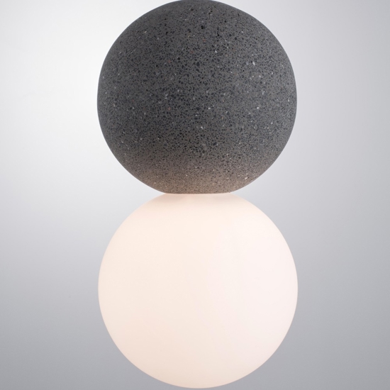 Lampada da comodino per camera da letto sfera di cemento antracite