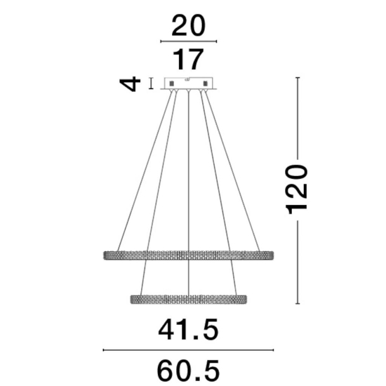 Lampadario elegante nero doppio anello led 54w 3000k cristalli