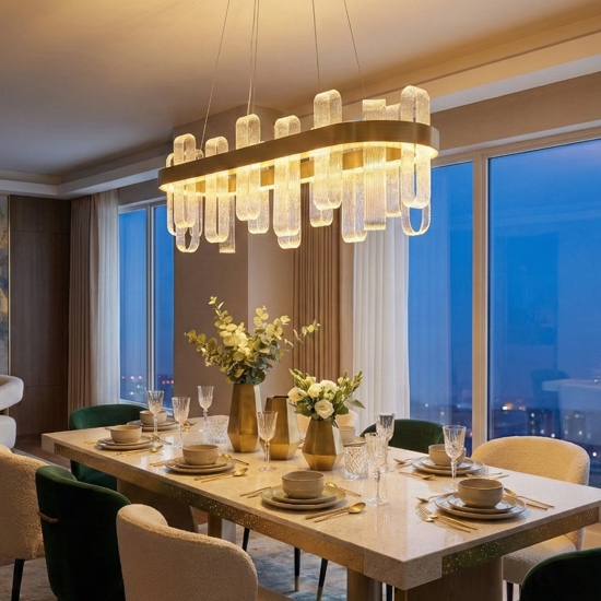 Lampadario oro led 82w 3000k elegante per soggiorno