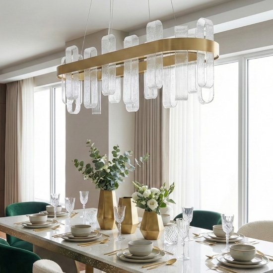 Lampadario oro led 82w 3000k elegante per soggiorno