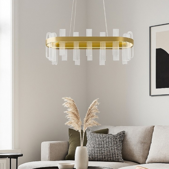 Lampadario oro led 82w 3000k elegante per soggiorno