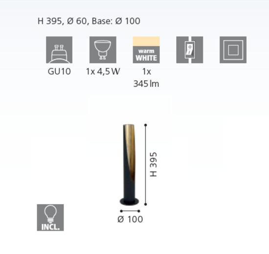 Lampada da tavolo per soggiorno moderno nero oro barbotto eglo