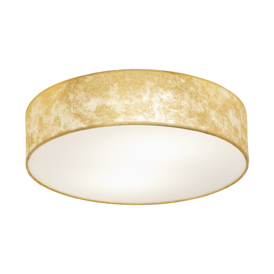 Viserbella eglo plafoniera per camera da letto rotonda tessuto foglia oro