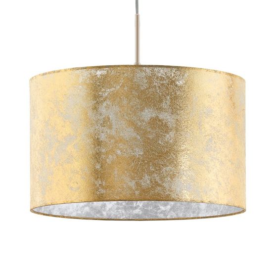 Lampadario cilindro tessuto foglia oro viserbella eglo