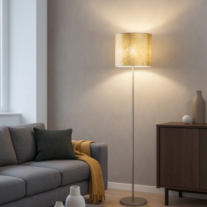 Lampada da terra paralume tessuto oro stile contemporaneo viserbella eglo