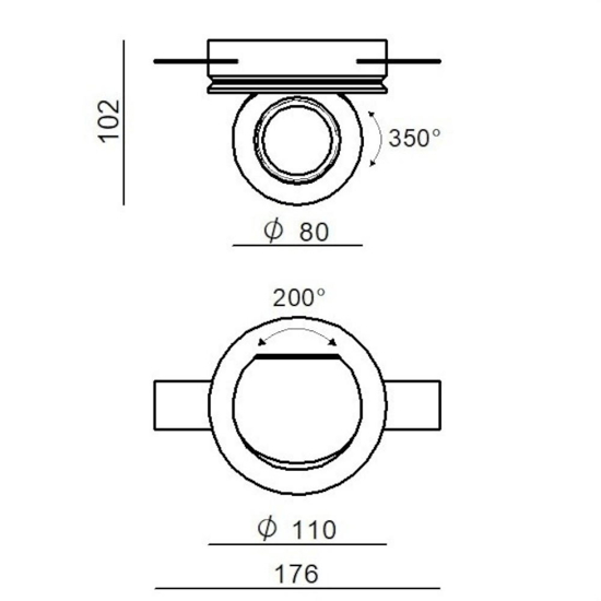 Bubble faretto led 9w 3000k 24v ottica 62 da incasso linea light