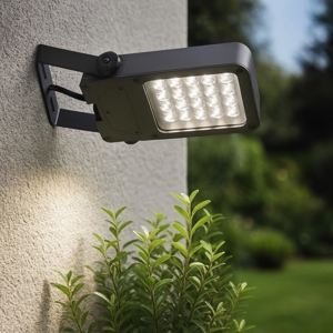 Faro proiettore grigio per esterno led 35w 3000k ottica 120x60 ip67