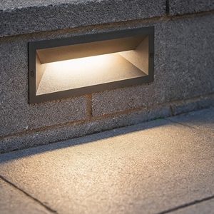 Segnapasso led da esterno grafite 12w 3000k da incasso a parete ip65