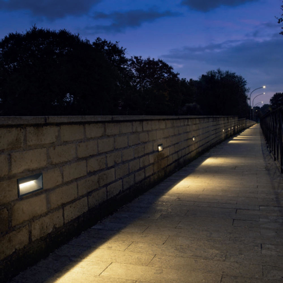 Segnapasso led da esterno grafite 12w 3000k da incasso a parete ip65