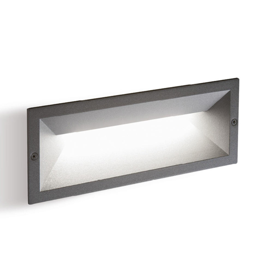 Segnapasso led da esterno grafite 12w 3000k da incasso a parete ip65