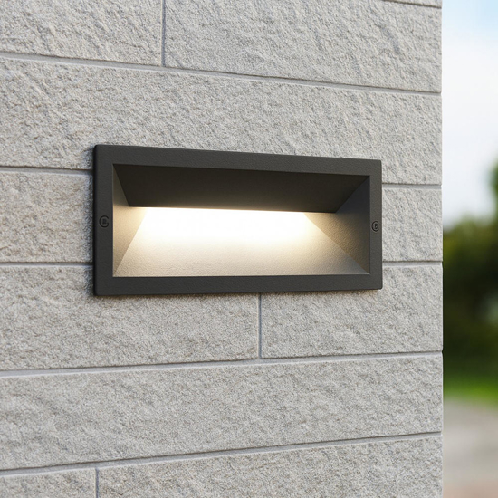 Segnapasso led da esterno grafite 12w 3000k da incasso a parete ip65