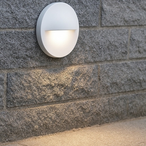 Segnapasso led bianco per parete da esterno rotondo 3w 3000k