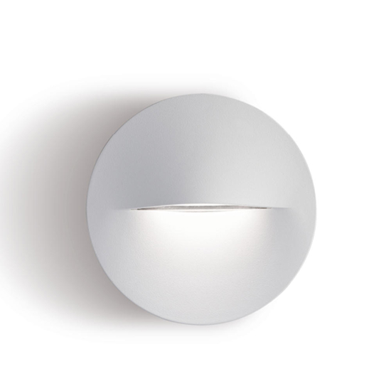 Segnapasso led bianco per parete da esterno rotondo 3w 3000k