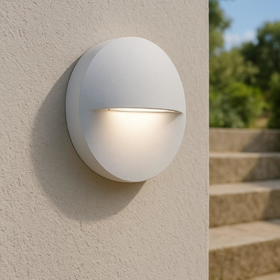 Segnapasso led bianco per parete da esterno rotondo 3w 3000k