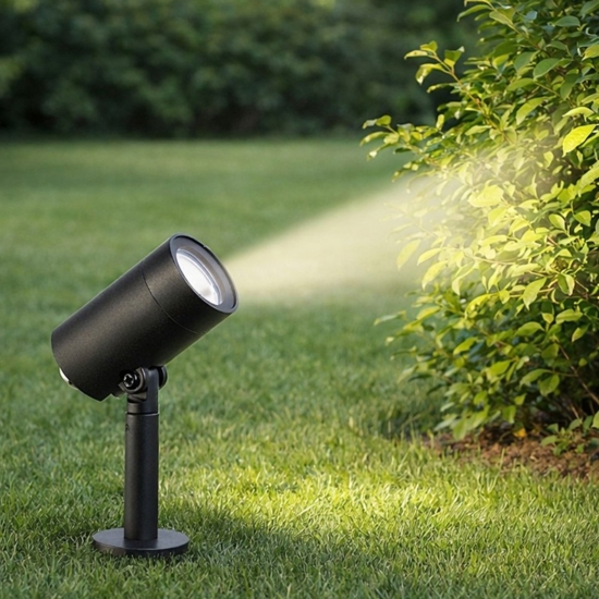 Faretto con picchetto nero da giardino led 5w 3000k ip65