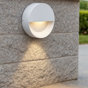 Segnapasso led da esterno a parete rotondo bianco led 6w 3000k