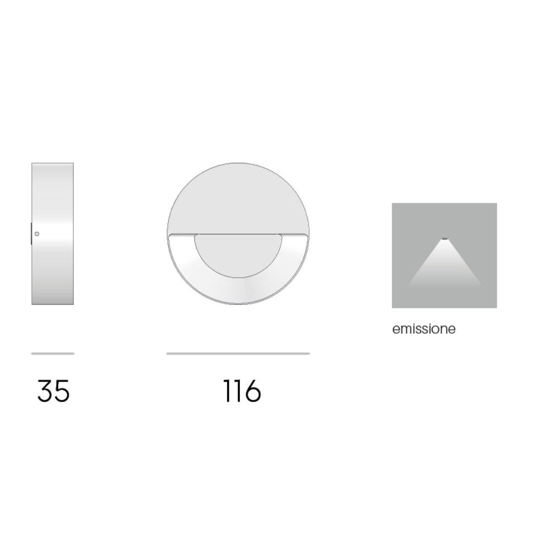 Segnapasso led da esterno a parete rotondo bianco led 6w 3000k