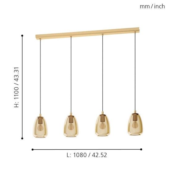 Alobrase eglo lampadario oro vetri ambra per soggiorno
