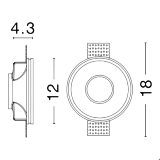 Faretto da incasso a soffitto rotondo di gesso 