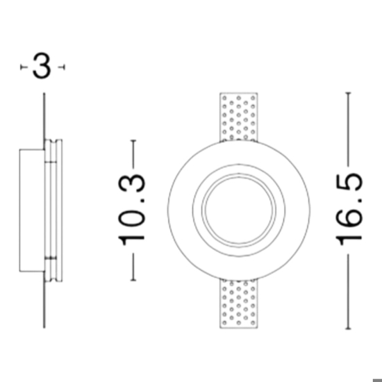 Faretto in gesso rotondo da incasso per soffitto gu10