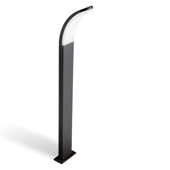 Lampione alto per giardino design curvo grafite led 15w 4000k ip65
