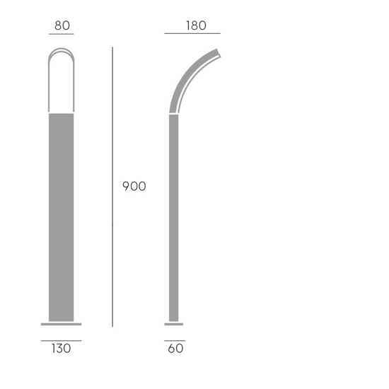 Lampione alto per giardino design curvo grafite led 15w 4000k ip65