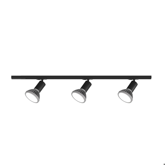 Sistema binario monofase nero 3 spot e27 orientabili