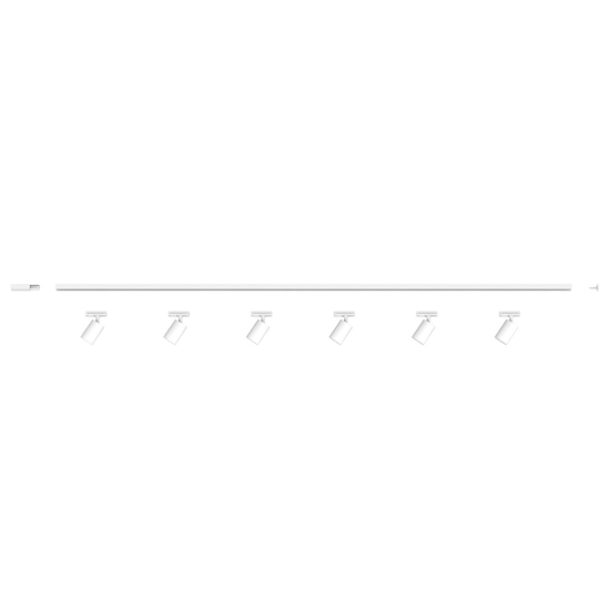 Sistema a binario 200cm monofase bianco 6 spot e27 orientabili