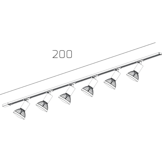 Sistema a binario 200cm monofase bianco 6 spot e27 orientabili