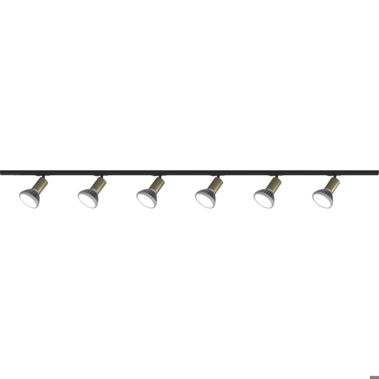 Sistema di luci a binario 200cm oro con con 6 spot e27 orientabili