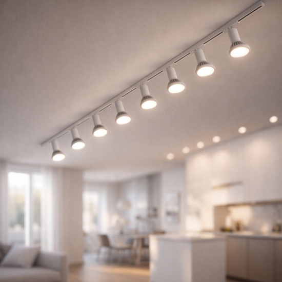 Luci a binario 300cm con spot e27 orientabile