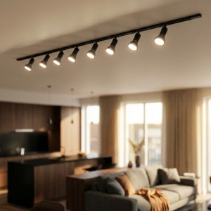 Sistema binario 300cm monofase nero 8 spot e27 orientabili